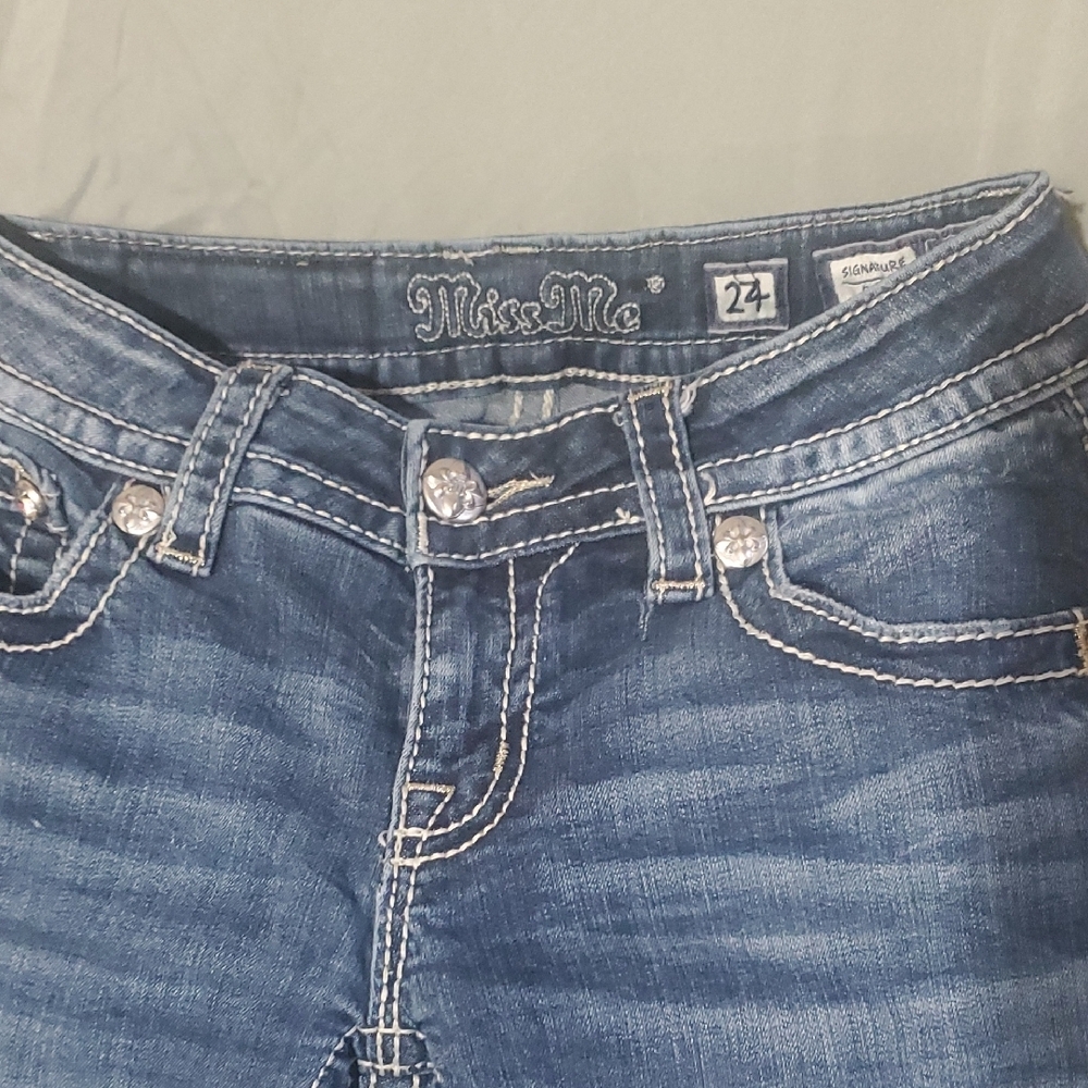 Miss Me Blue Skinny Jeans with Detailed Stitching